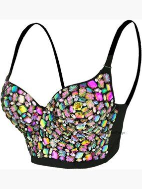 Rhinestone Bustier Corset Top Sexy Club Party Sparkling Push Up
